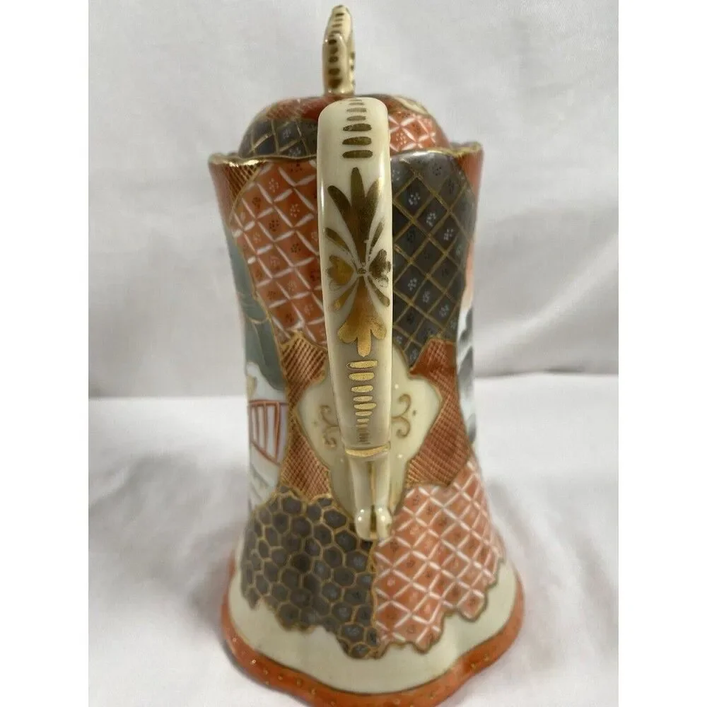 Vintage Japanese Kutani Hand Painted Chocolate Pot Japanese Geisha Tea Pot #623